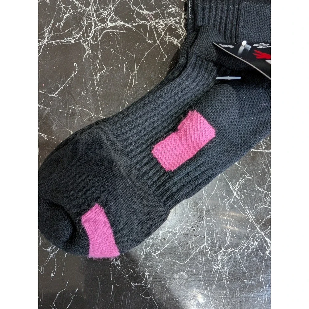 Red Lion Products Black Pink Breast Cancer Socks NWT Size L Unisex Made In‎ USA